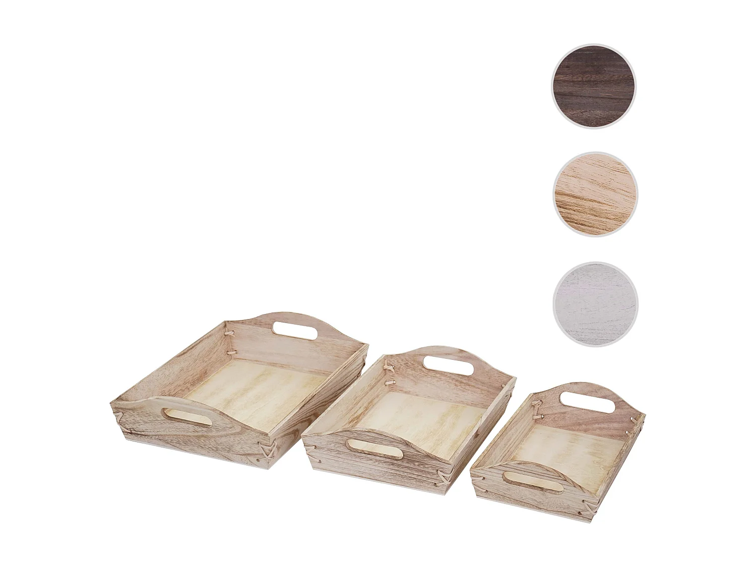 Set 3x vassoi decorativi cucina shabby vintage MCW-C50 legno paulonia naturale