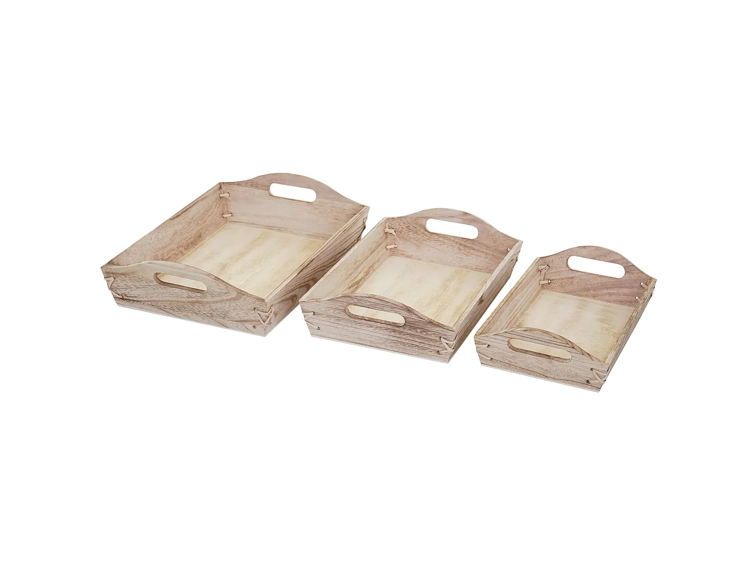 Dienblad MCW-C50 shabby look (set van 3),  natuurlijk bruin