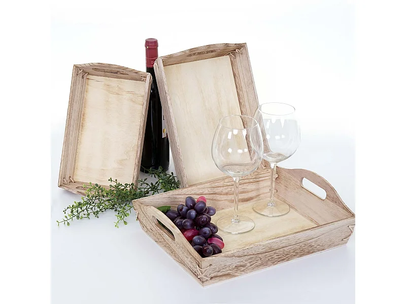 Tabuleiro MCW-C50 Shabby look (conjunto de 3),  castanho natural