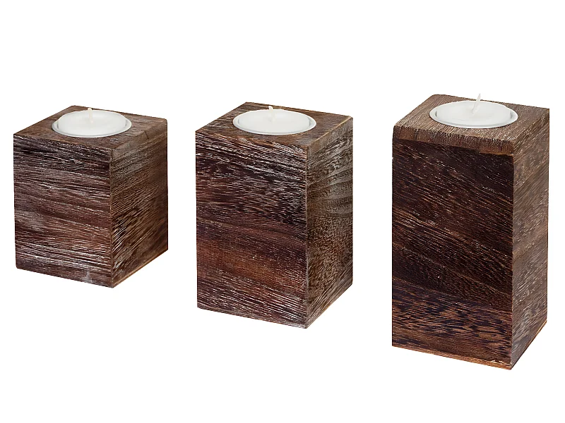 Porta-velas MCW-C58 (3 peças),  castanho