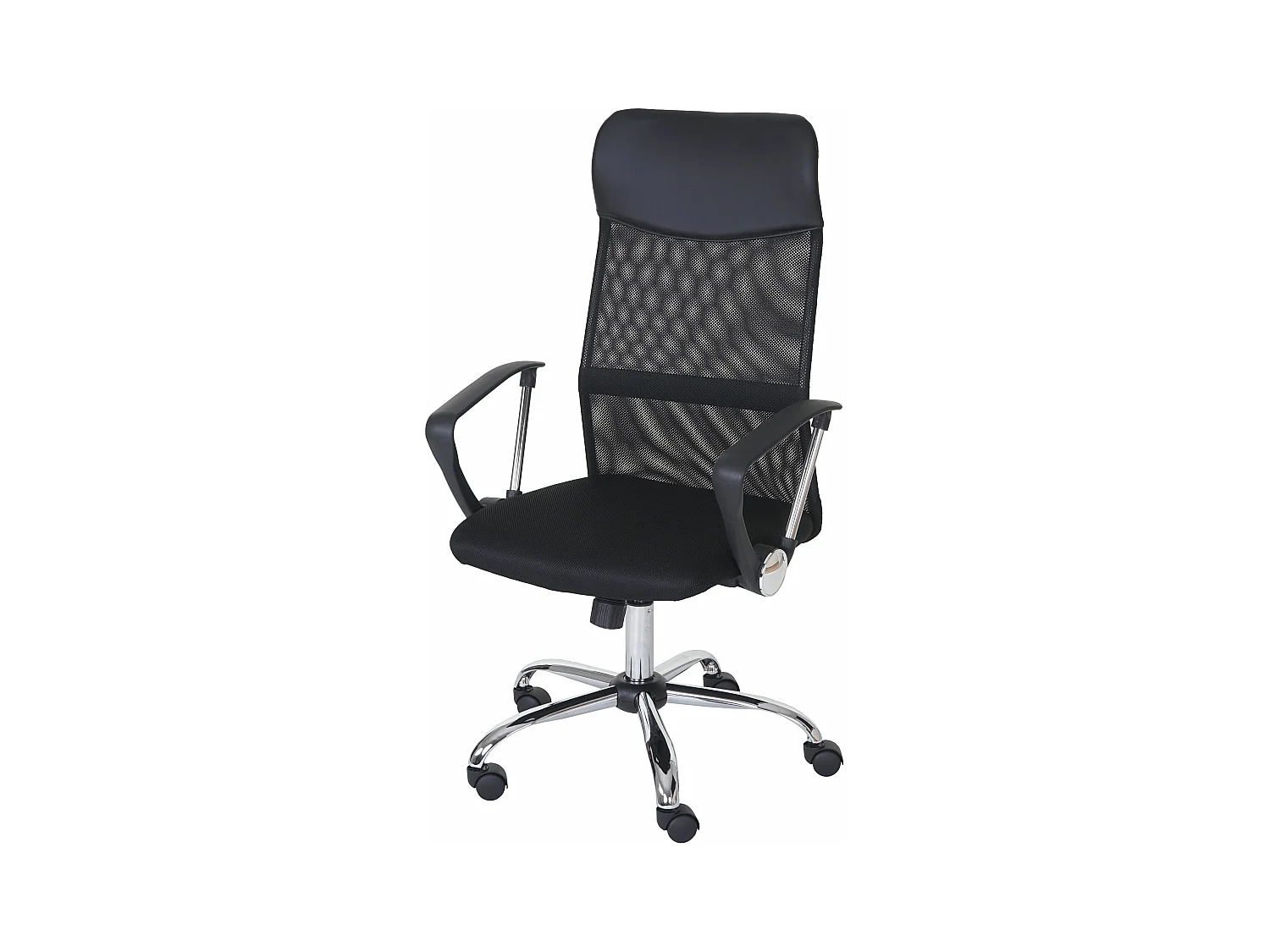 Chaise de bureau Malmö, Fauteuil/siège de bureau Oslo, ergonomique, simili-cuir/filet, noir