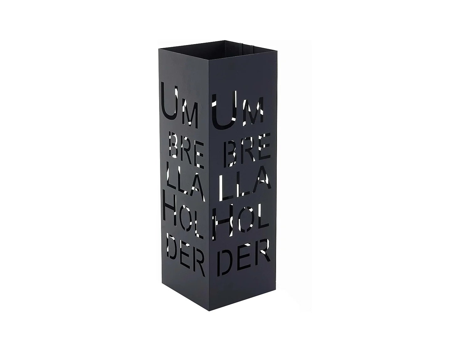 Portaombrelli quadrato decorativo moderno MCW-C78 metallo ~ nero scritte