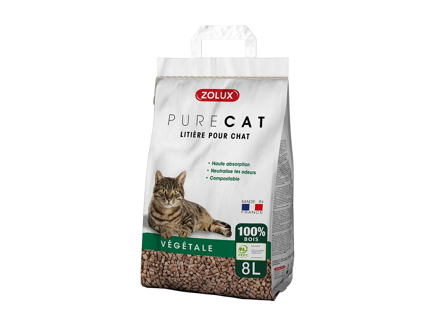 Litière granulés de bois Purecat 8 litres