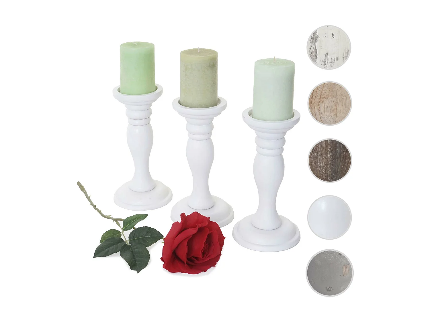 Candelero H361 (juego de 3),  lacado blanco