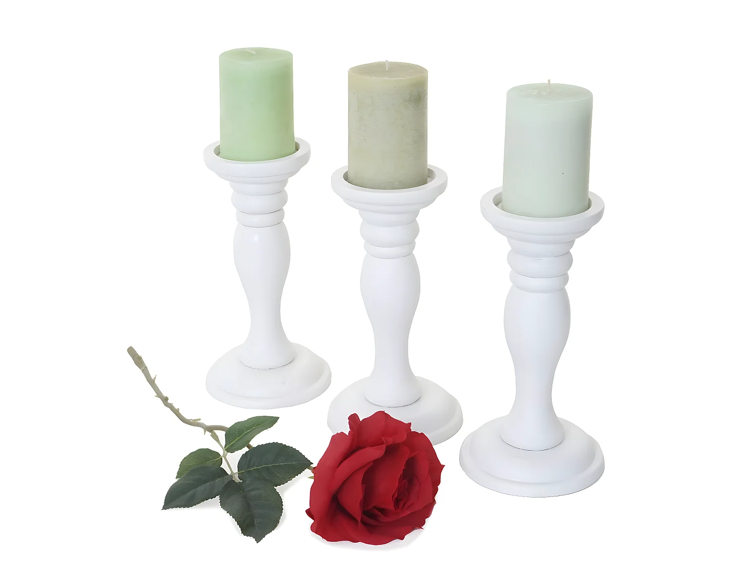 Castiçal H361 (conjunto de 3),  lacado branco