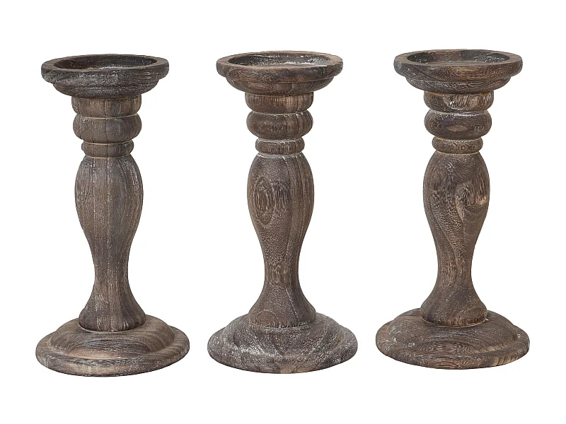 Castiçal H361 (conjunto de 3),  castanho