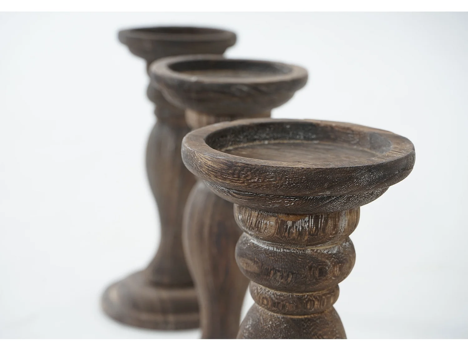 Castiçal H361 (conjunto de 3),  castanho