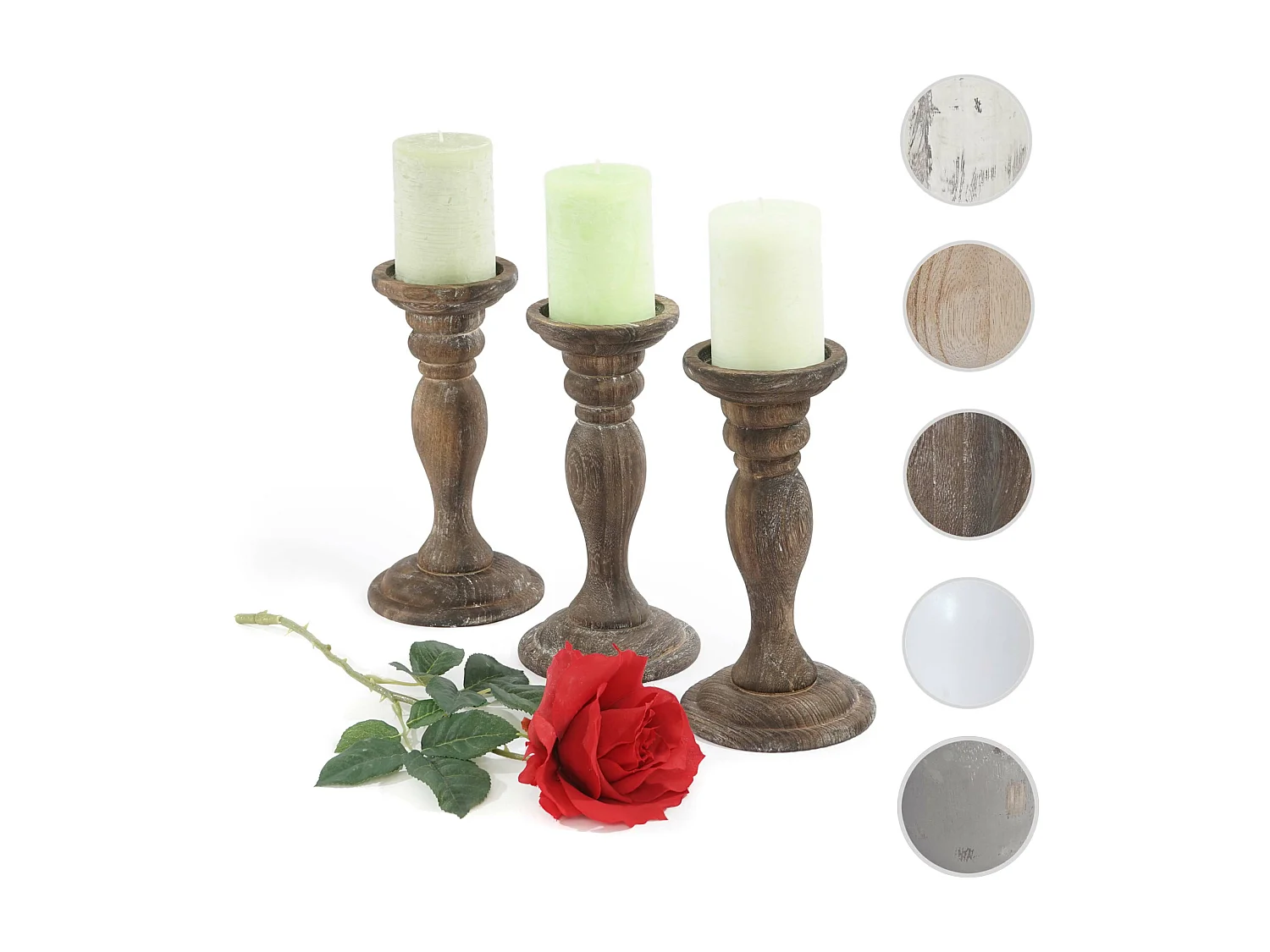 Castiçal H361 (conjunto de 3),  castanho