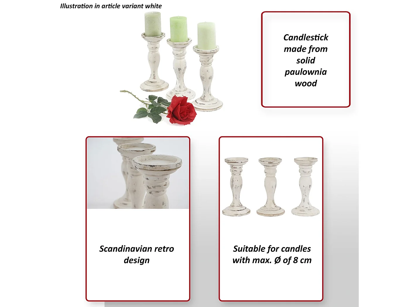 Castiçal H361 (conjunto de 3),  castanho natural