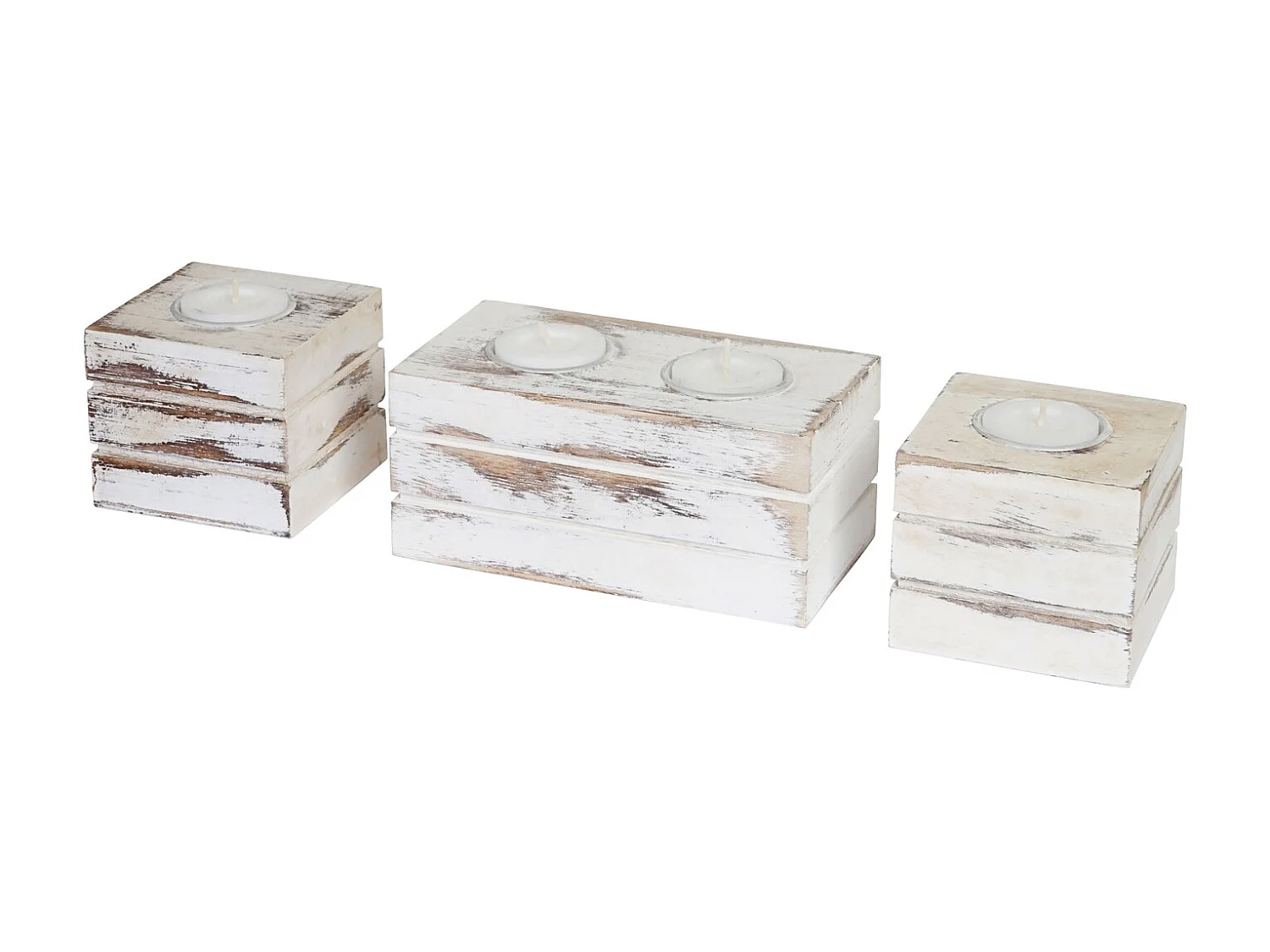 Juego de portavelas de té Tolve (3 piezas),  blanco