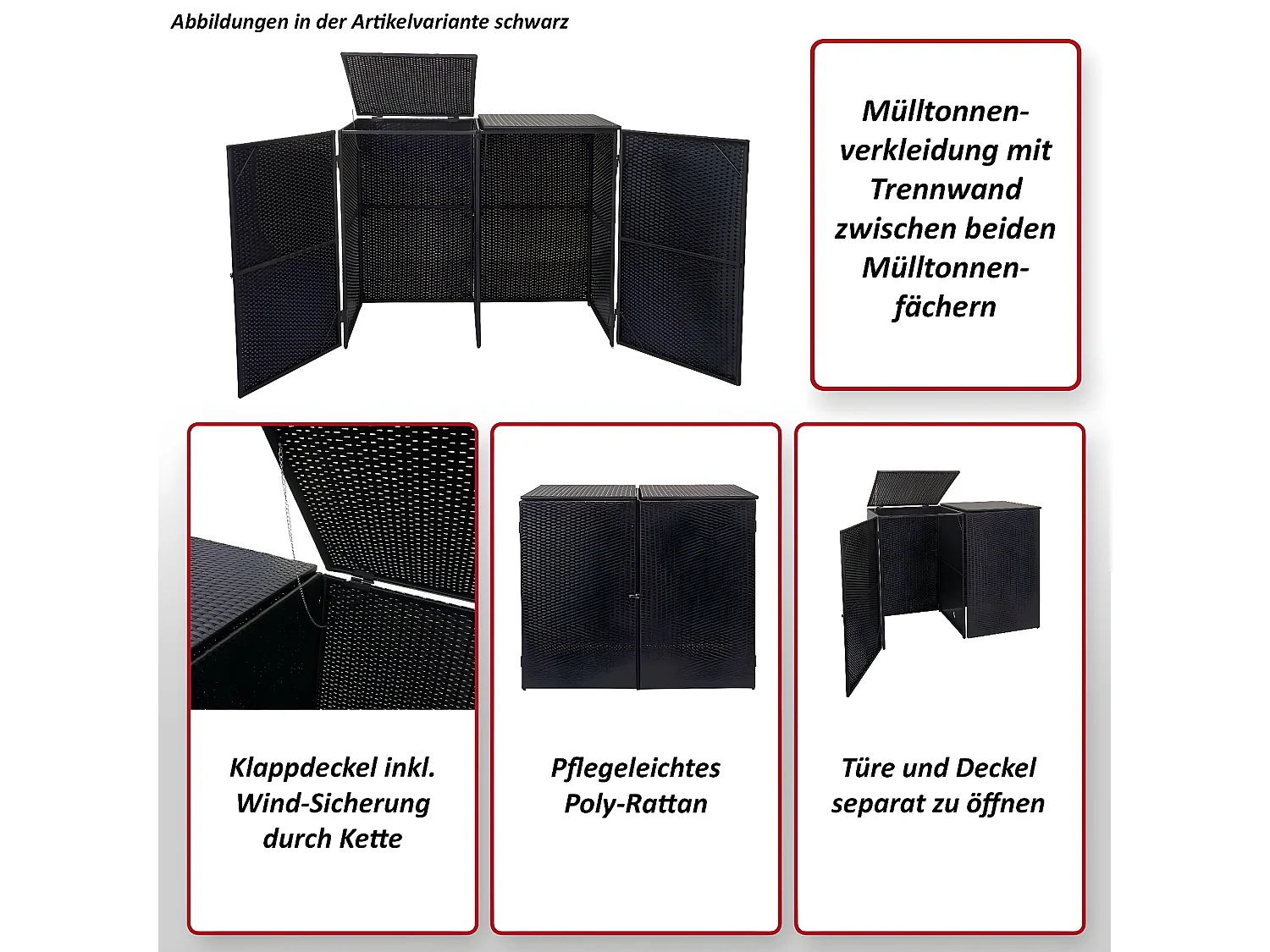 2er-Mülltonnenverkleidung MCW-E25, Grau