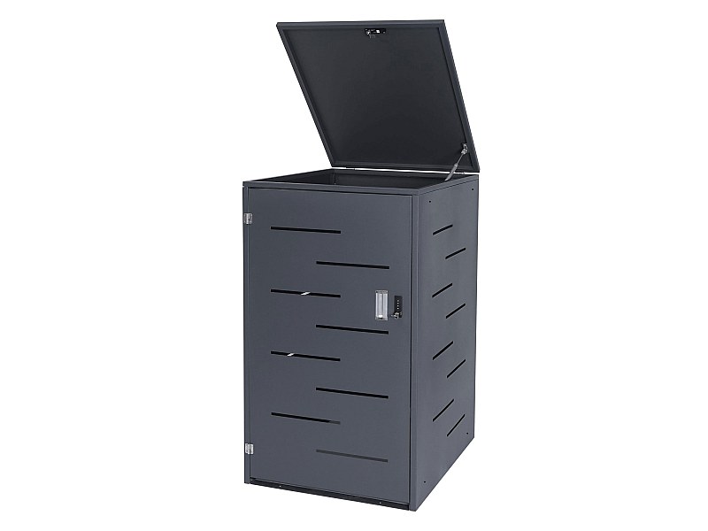 Copri Bidoni Della Spazzatura Esterno - Per 4 Bidoni, Antracite, In Acciaio Zincato, 276x77x115 Cm