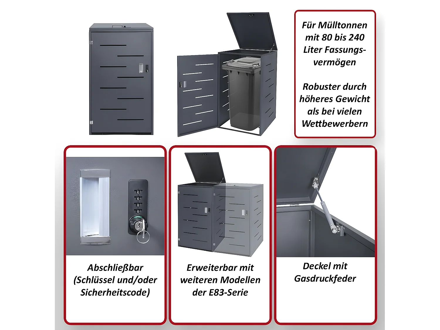 Habillage de poubelle MCW-E83,  acier anthracite