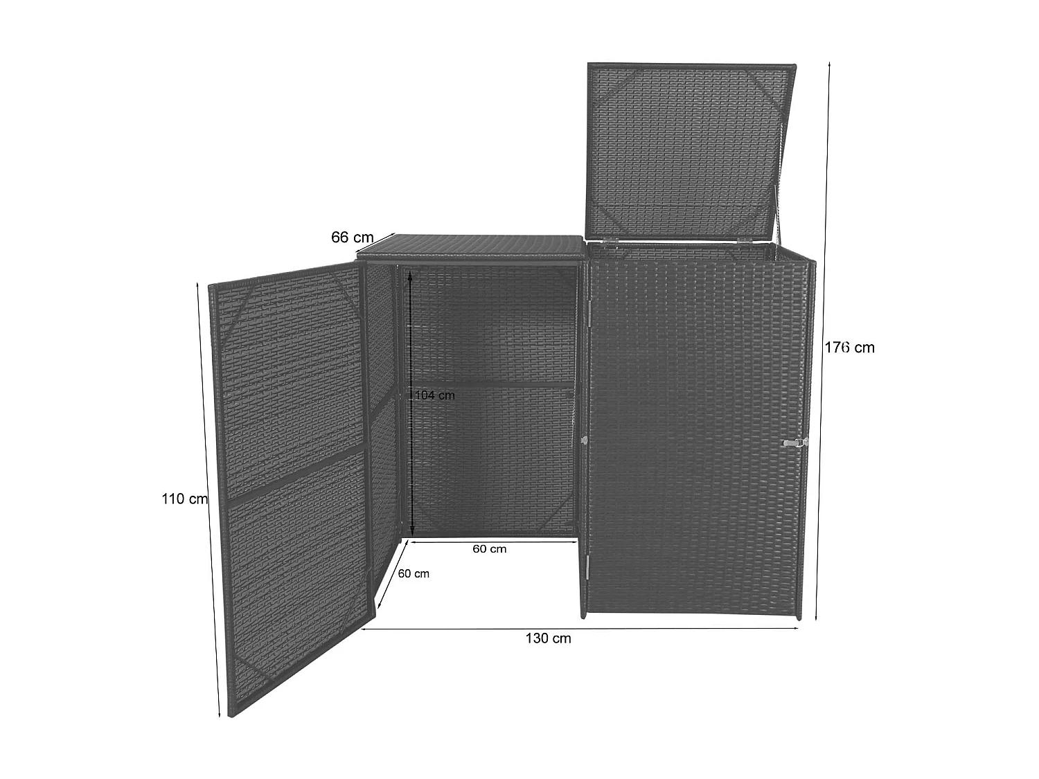 Habillage pour 2 poubelles MCW-E25 2x120l,  brun