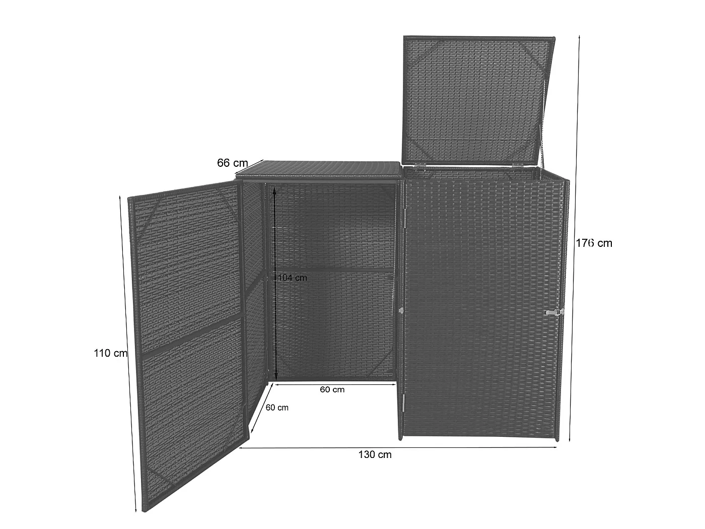 Habillage pour 2 poubelles MCW-E25 2x120l,  brun