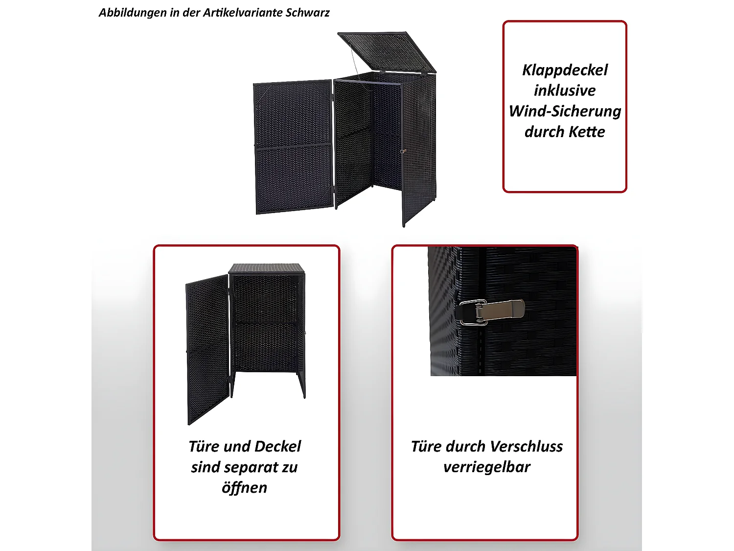 Habillage de poubelle MCW-E25 120l,  noir