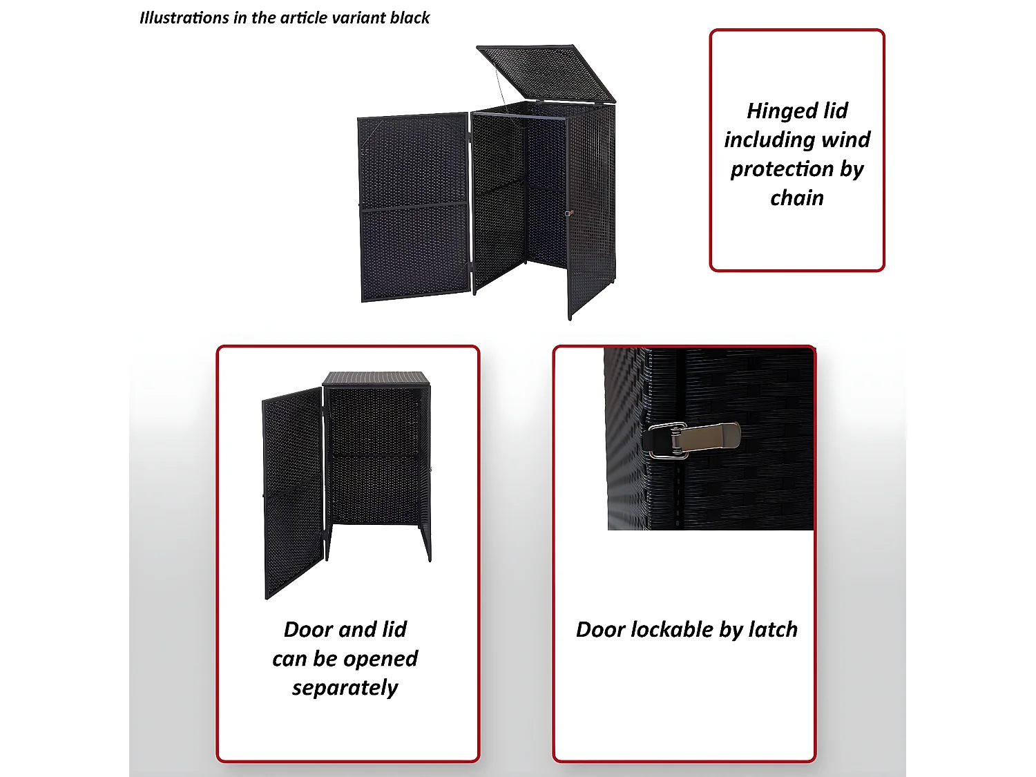 Habillage de poubelle MCW-E25 120l,  noir