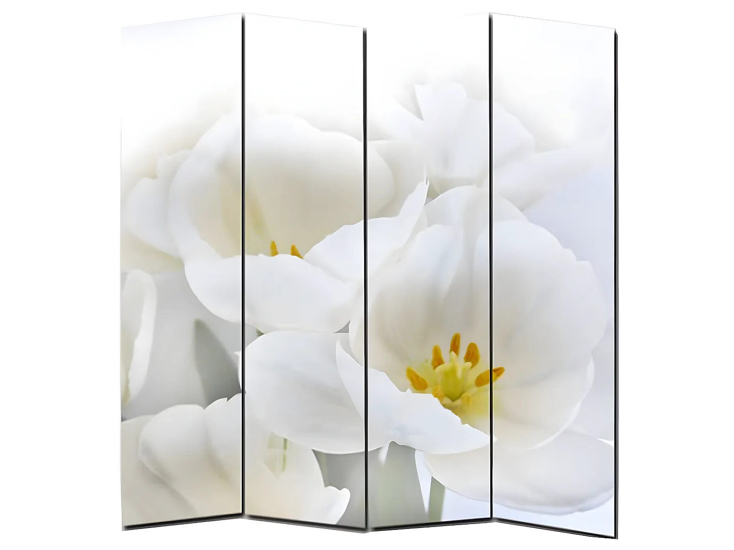 Paravent photo Bagheria, Paravent / cloison de séparation M68, 4 pans, 160x180cm, motif orchidée