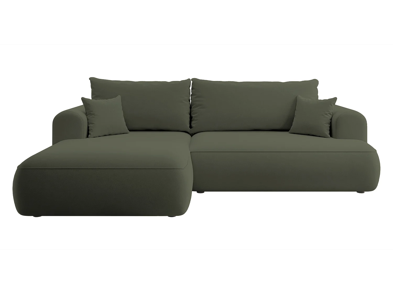 Canapé d'angle - 260 cm - avec fonction de couchage en forme de L - avec coffre - olive velours - côté gauche - OVO