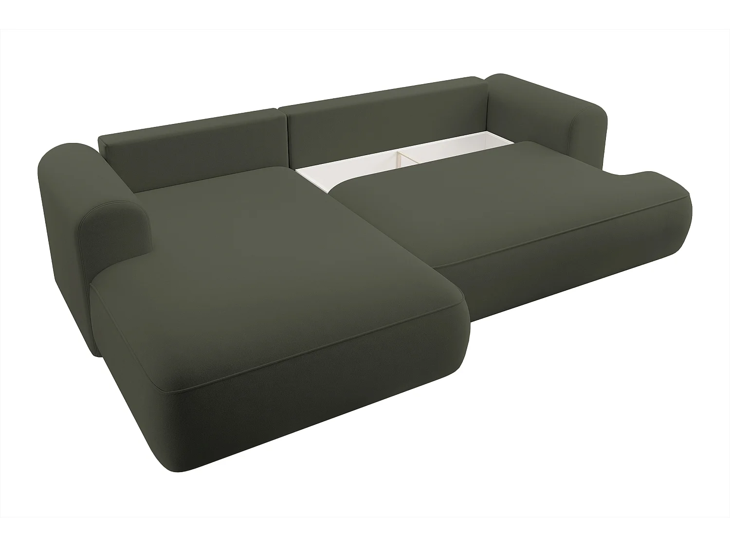 Canapé d'angle - 260 cm - avec fonction de couchage en forme de L - avec coffre - olive velours - côté gauche - OVO