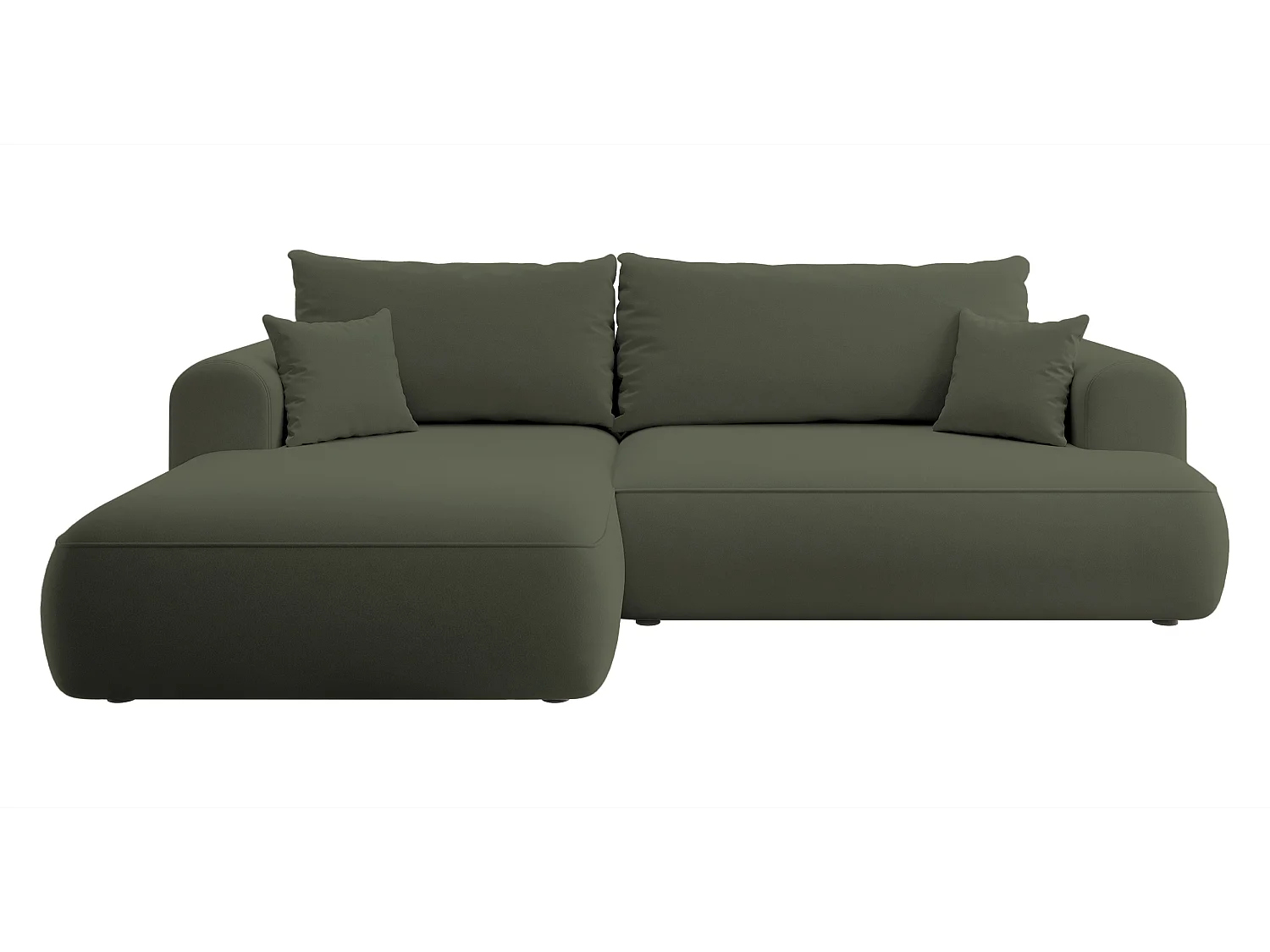 Canapé d'angle - 260 cm - avec fonction de couchage en forme de L - avec coffre - olive velours - côté gauche - OVO