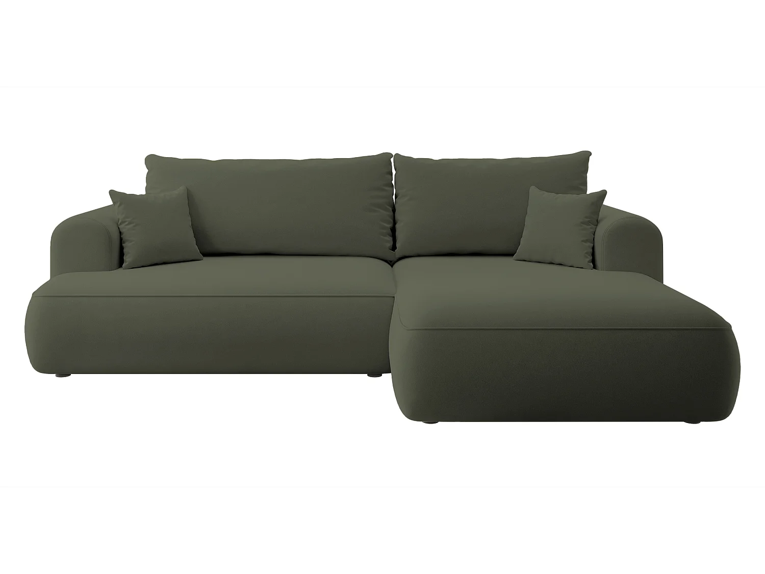 Canapé d'angle - 260 cm - avec fonction de couchage en forme de L - avec coffre - olive velours - côté droit - OVO