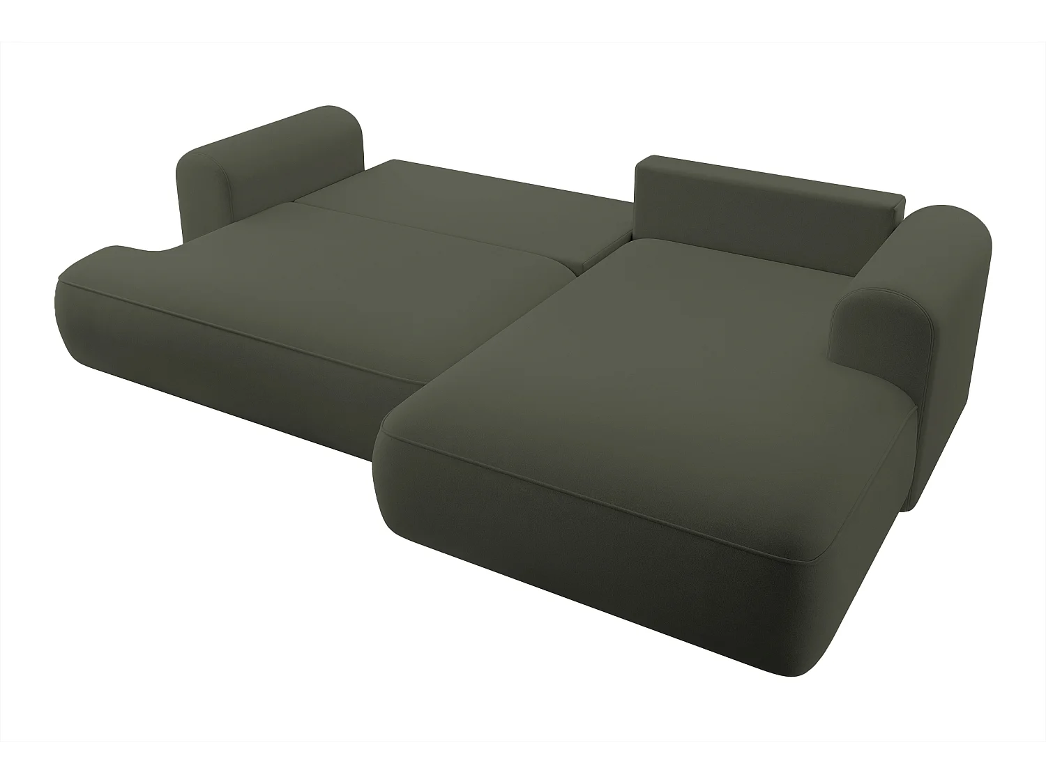 Canapé d'angle - 260 cm - avec fonction de couchage en forme de L - avec coffre - olive velours - côté droit - OVO