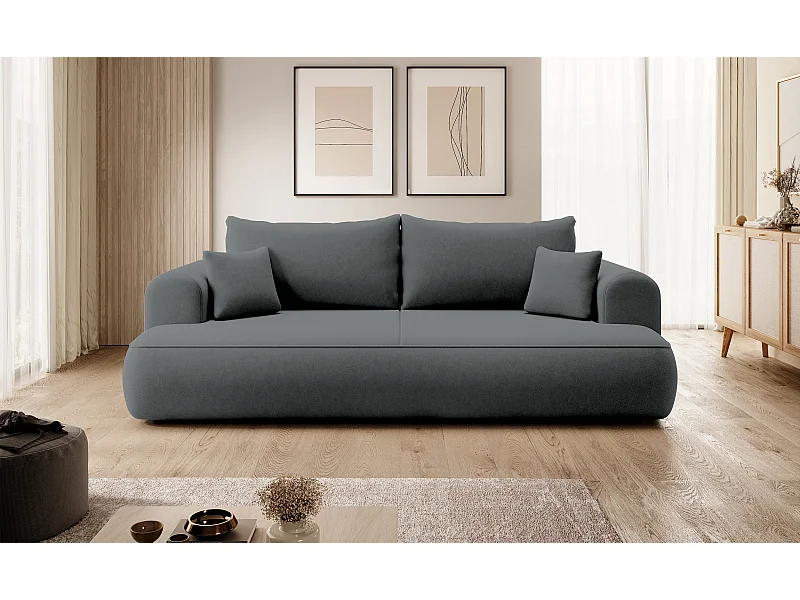3-Sitzer-Sofa mit Schlaffunktion - Easy-Clean-Veloursbezug in Dunkelgrau - OVO