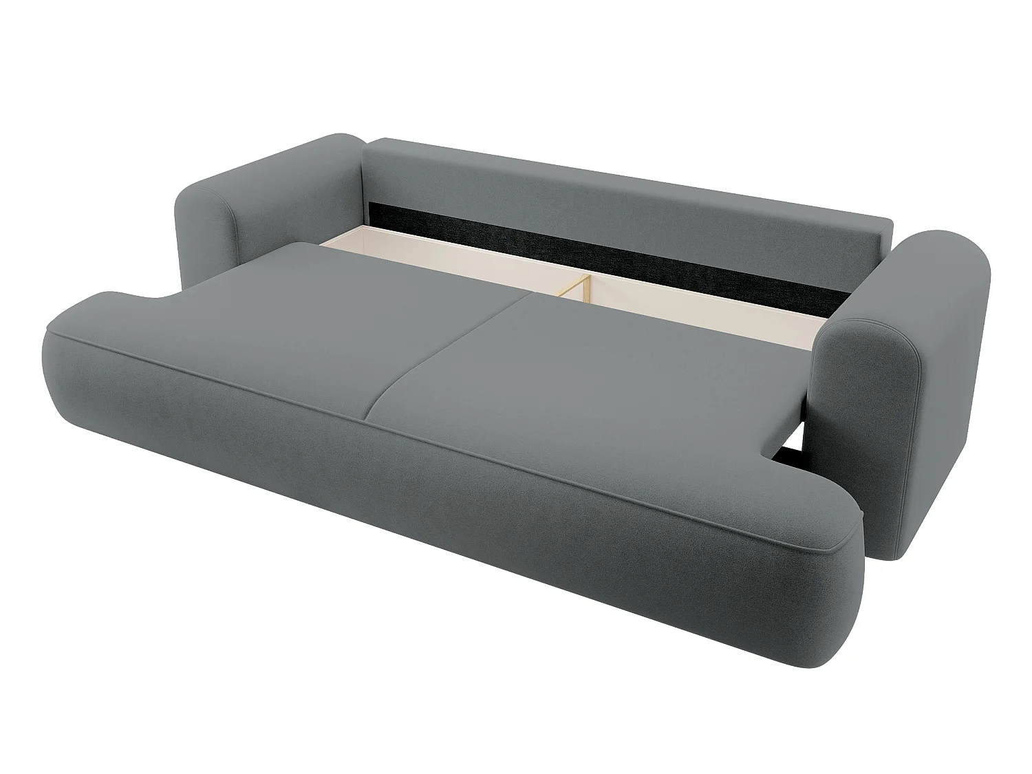 Canapé convertible - 3 places - avec coffre - gris foncé velours - OVO