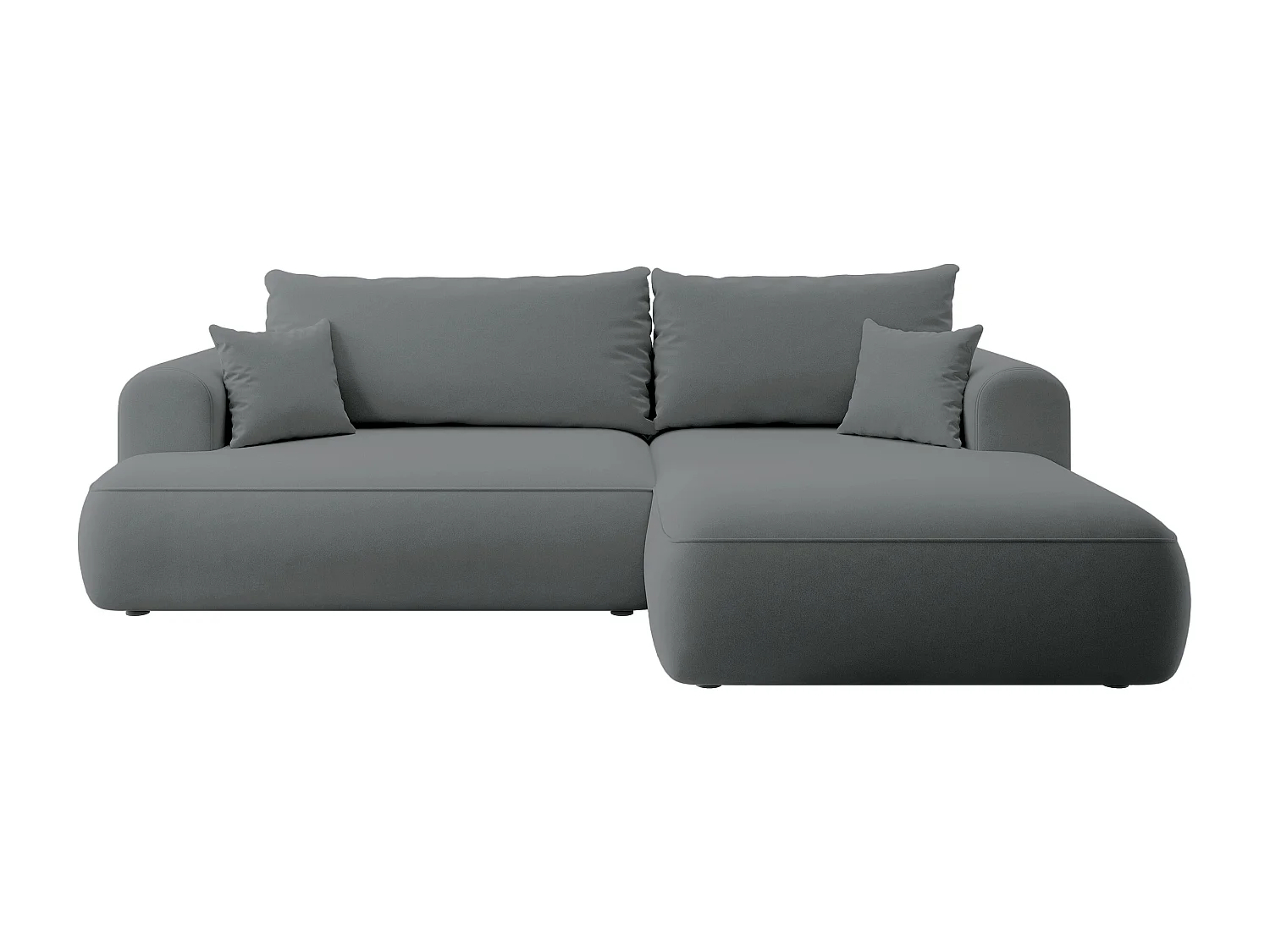 Canapé d'angle - 260 cm - avec fonction de couchage en forme de L - avec coffre - gris foncé velours - côté droit - OVO