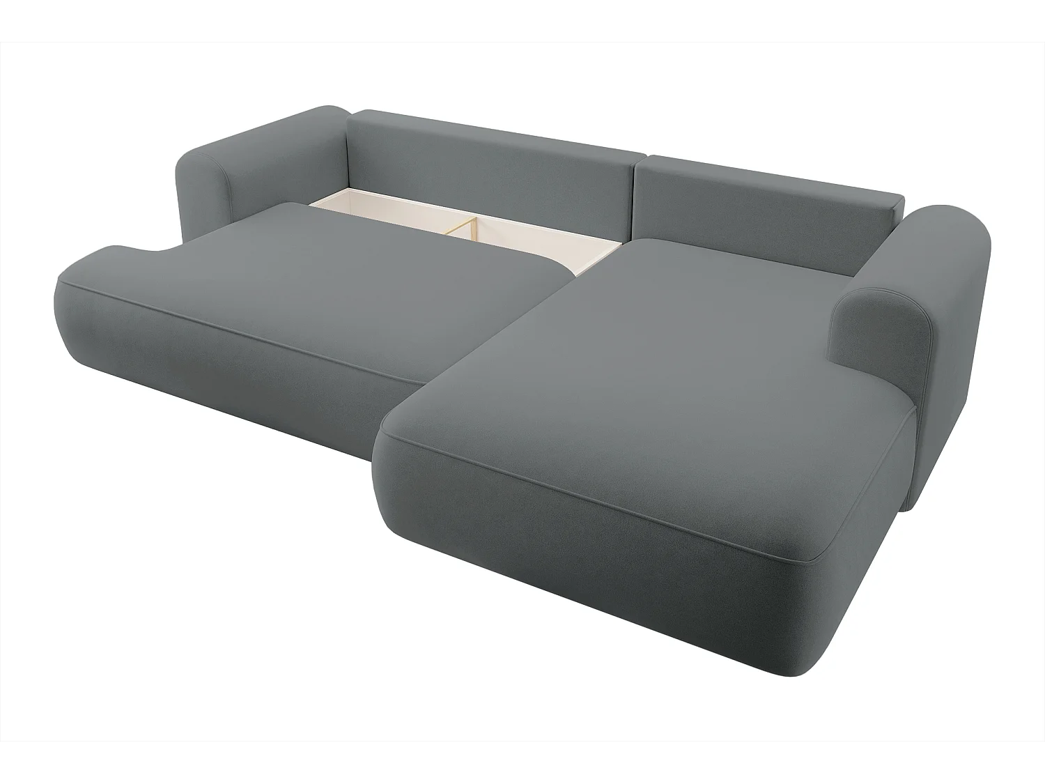 Canapé d'angle - 260 cm - avec fonction de couchage en forme de L - avec coffre - gris foncé velours - côté droit - OVO