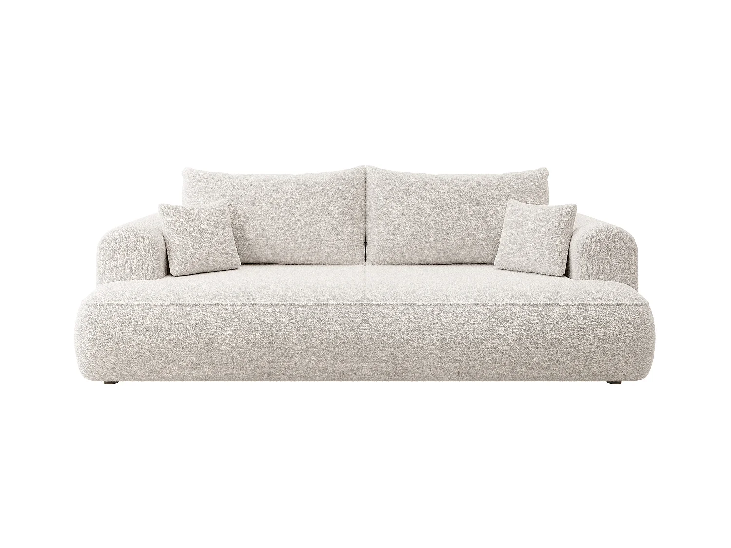 3-Sitzer-Sofa mit Schlaffunktion - Boucle-Bezug in Cremeweiß - OVO