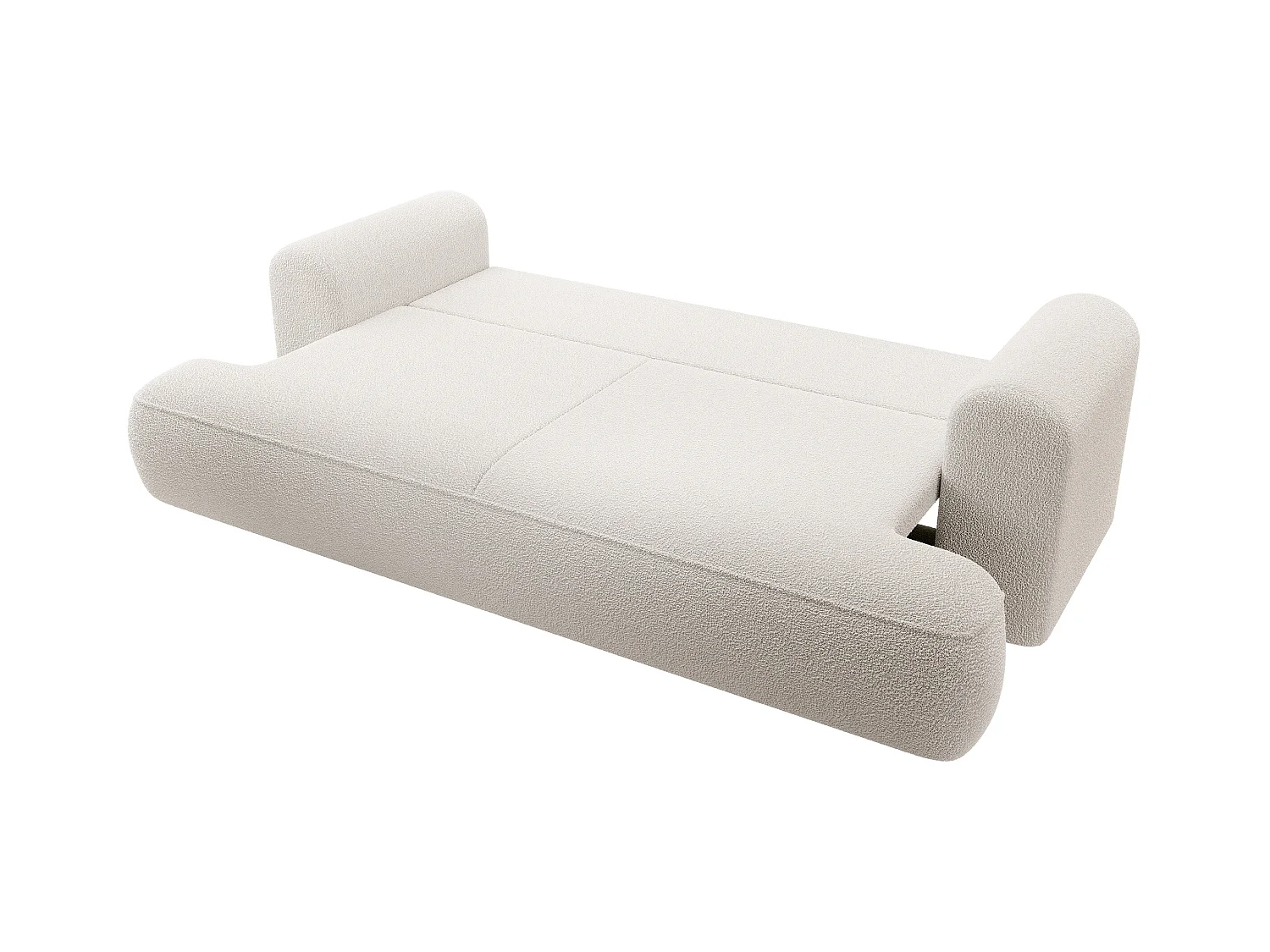 3-Sitzer-Sofa mit Schlaffunktion - Boucle-Bezug in Cremeweiß - OVO