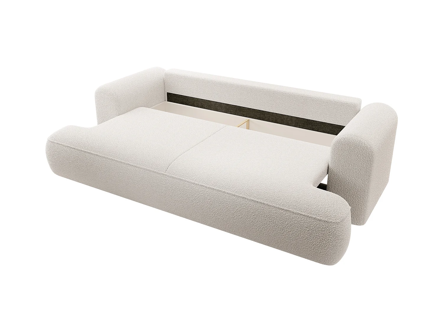3-Sitzer-Sofa mit Schlaffunktion - Boucle-Bezug in Cremeweiß - OVO