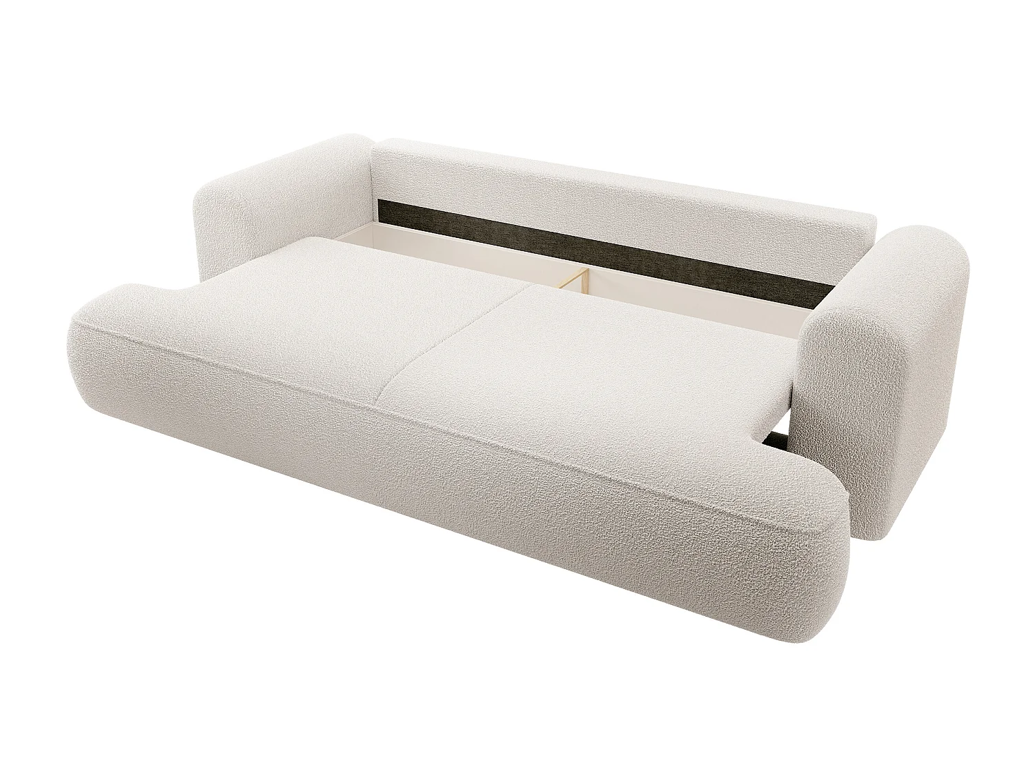 Canapé convertible - 3 places - avec coffre - crème boucle - OVO