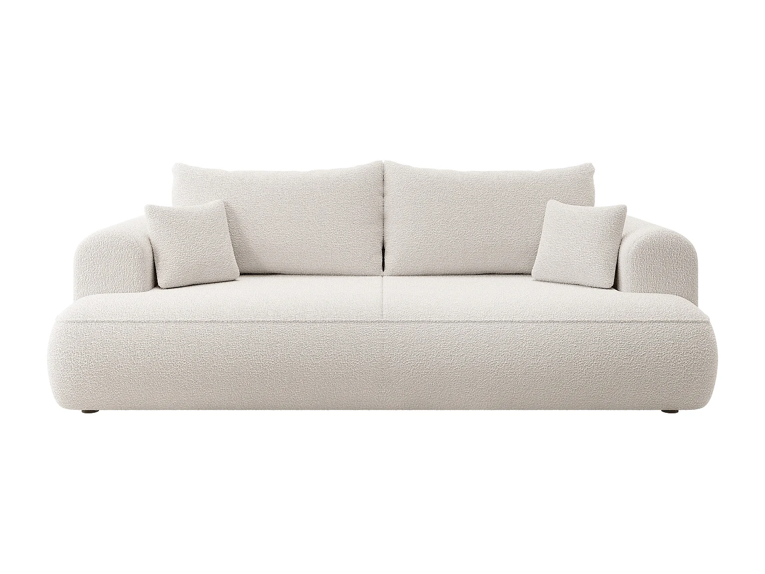 3-Sitzer-Sofa mit Schlaffunktion - Boucle-Bezug in Cremeweiß - OVO