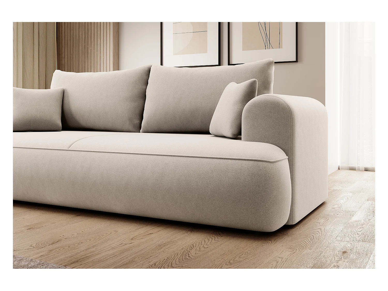 Canapé convertible - 3 places - avec coffre - gris clair velours - OVO