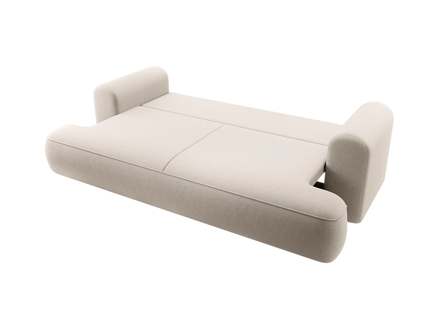 Canapé convertible - 3 places - avec coffre - gris clair velours - OVO