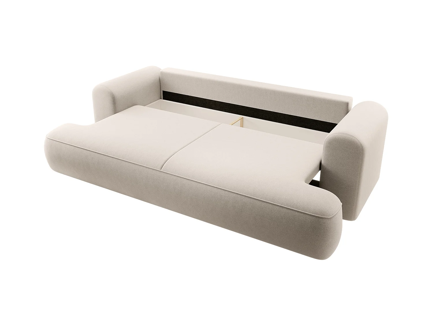 Canapé convertible - 3 places - avec coffre - gris clair velours - OVO