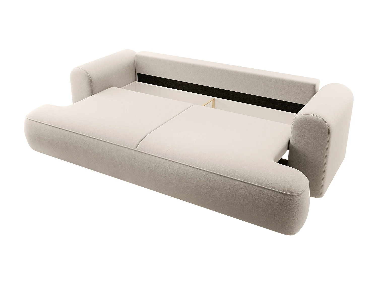 Canapé convertible - 3 places - avec coffre - gris clair velours - OVO