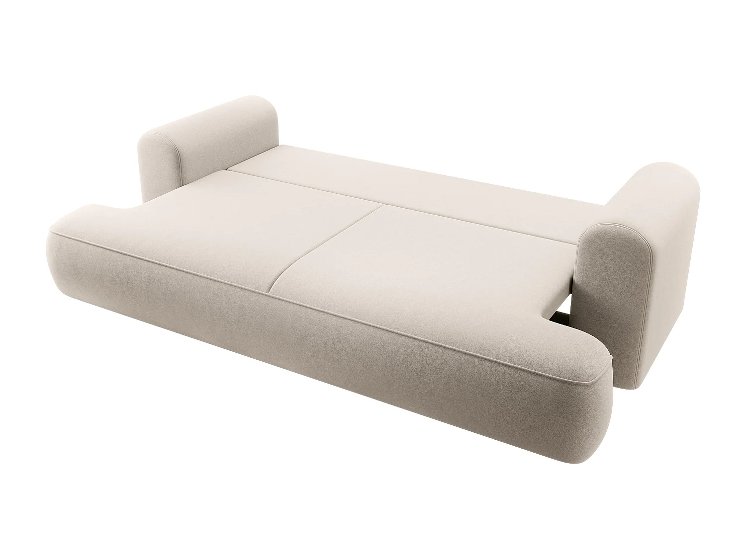 3-Sitzer-Sofa mit Schlaffunktion - Easy-Clean-Veloursbezug in Hellbeige - OVO