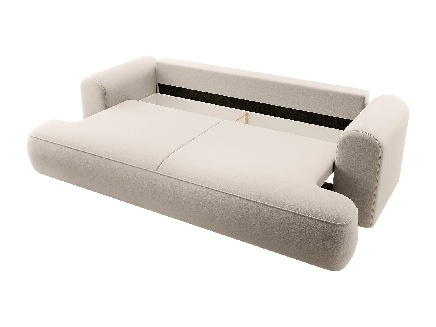 3-Sitzer-Sofa mit Schlaffunktion - Easy-Clean-Veloursbezug in Hellbeige - OVO