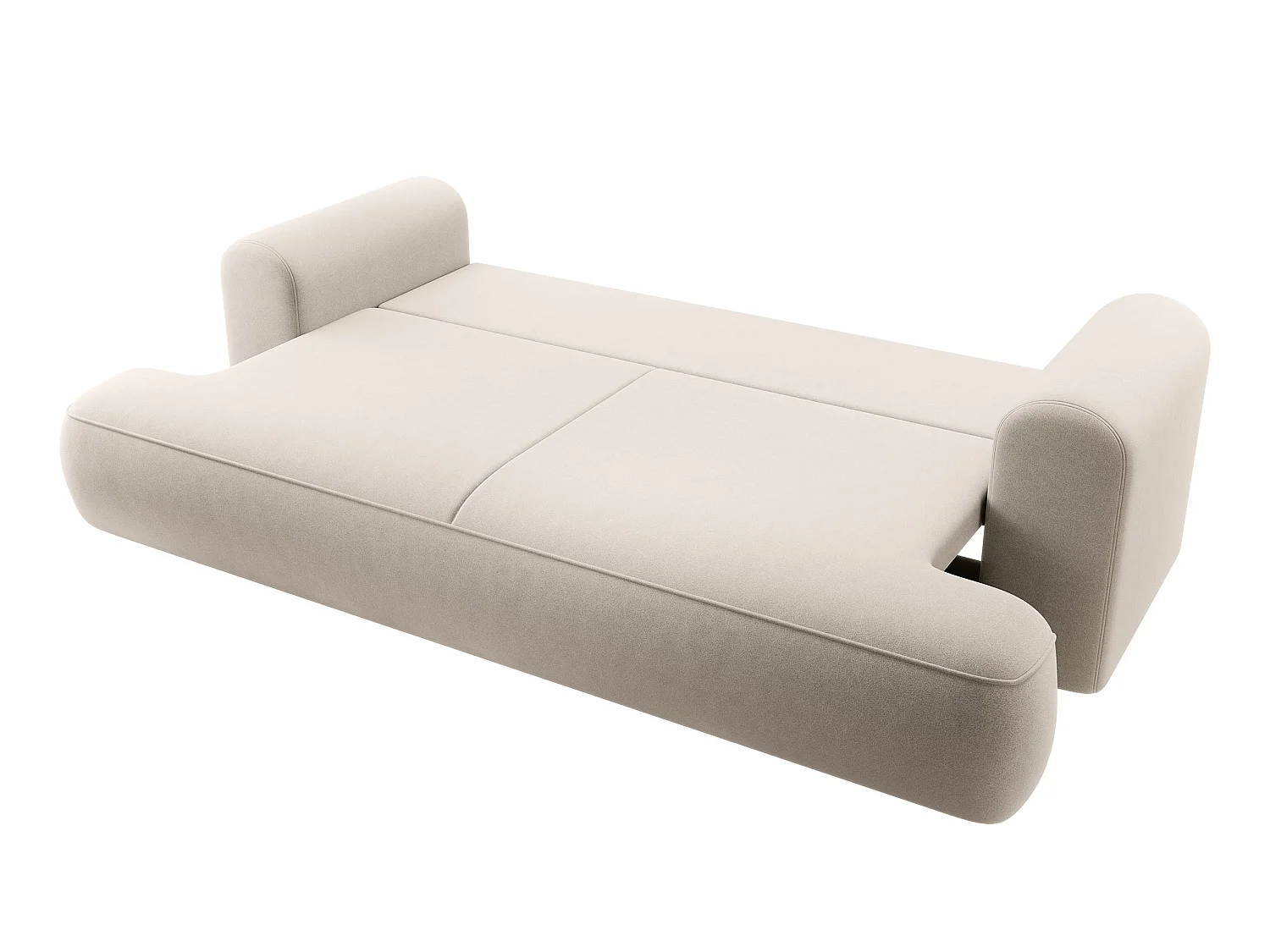 3-Sitzer-Sofa mit Schlaffunktion - Easy-Clean-Veloursbezug in Hellbeige - OVO