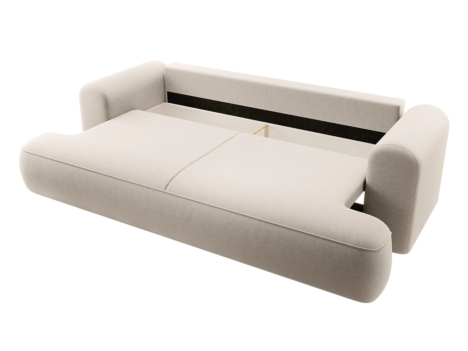 3-Sitzer-Sofa mit Schlaffunktion - Easy-Clean-Veloursbezug in Hellbeige - OVO