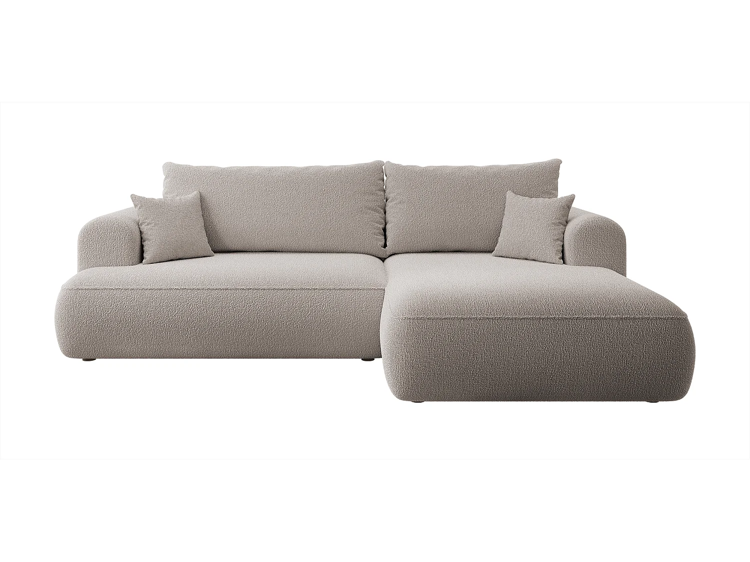 Canapé d'angle - 260 cm - avec fonction de couchage en forme de L - avec coffre - beige foncé boucle - côté droit - OVO