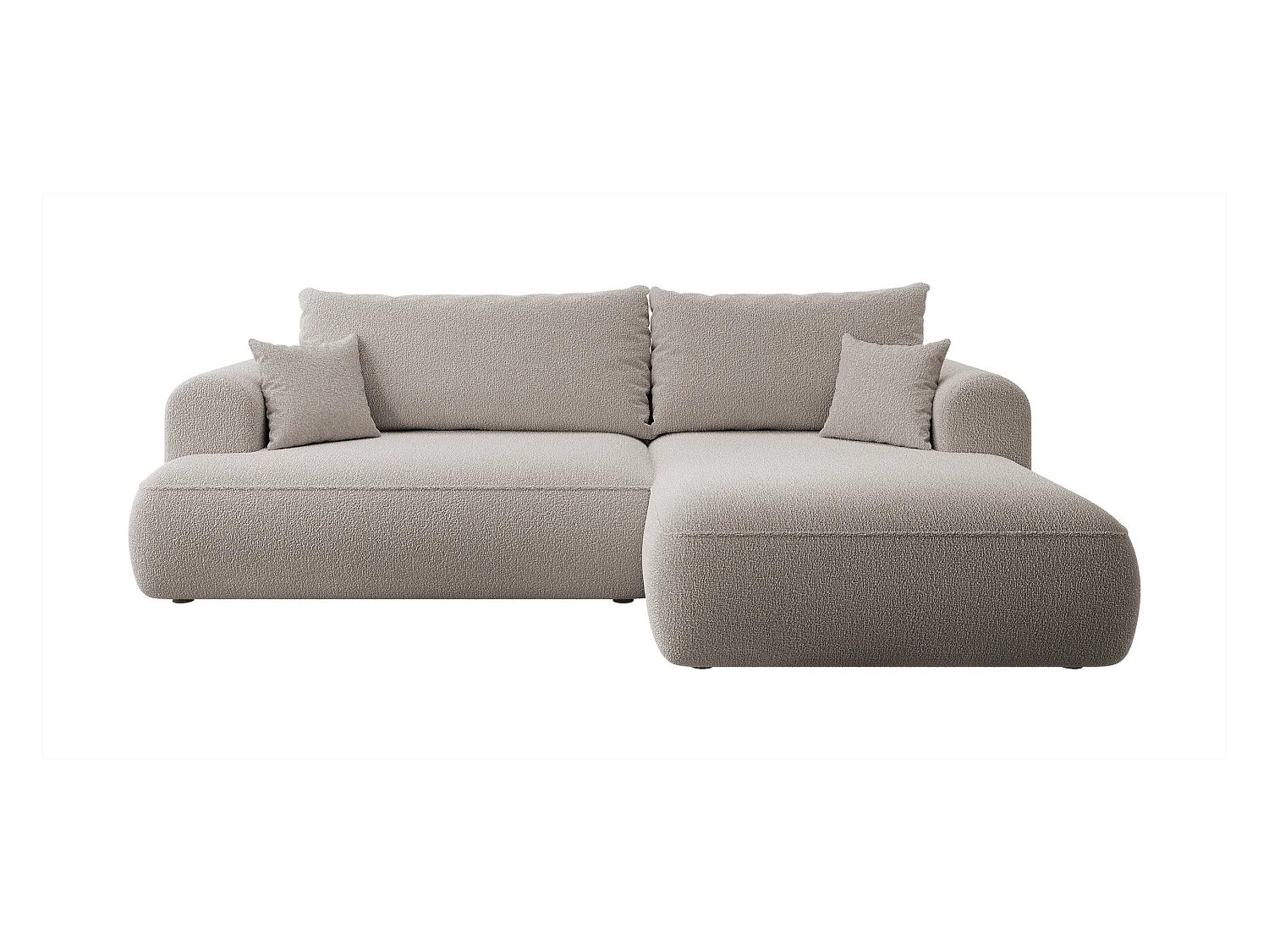Canapé d'angle - 260 cm - avec fonction de couchage en forme de L - avec coffre - beige foncé boucle - côté droit - OVO
