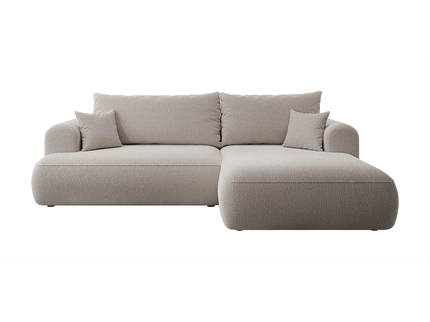 Hoekbank - 260 cm - met L-vormige slaapfunctie - met opbergruimte - donkerbeige bouclé - rechterkant - OVO