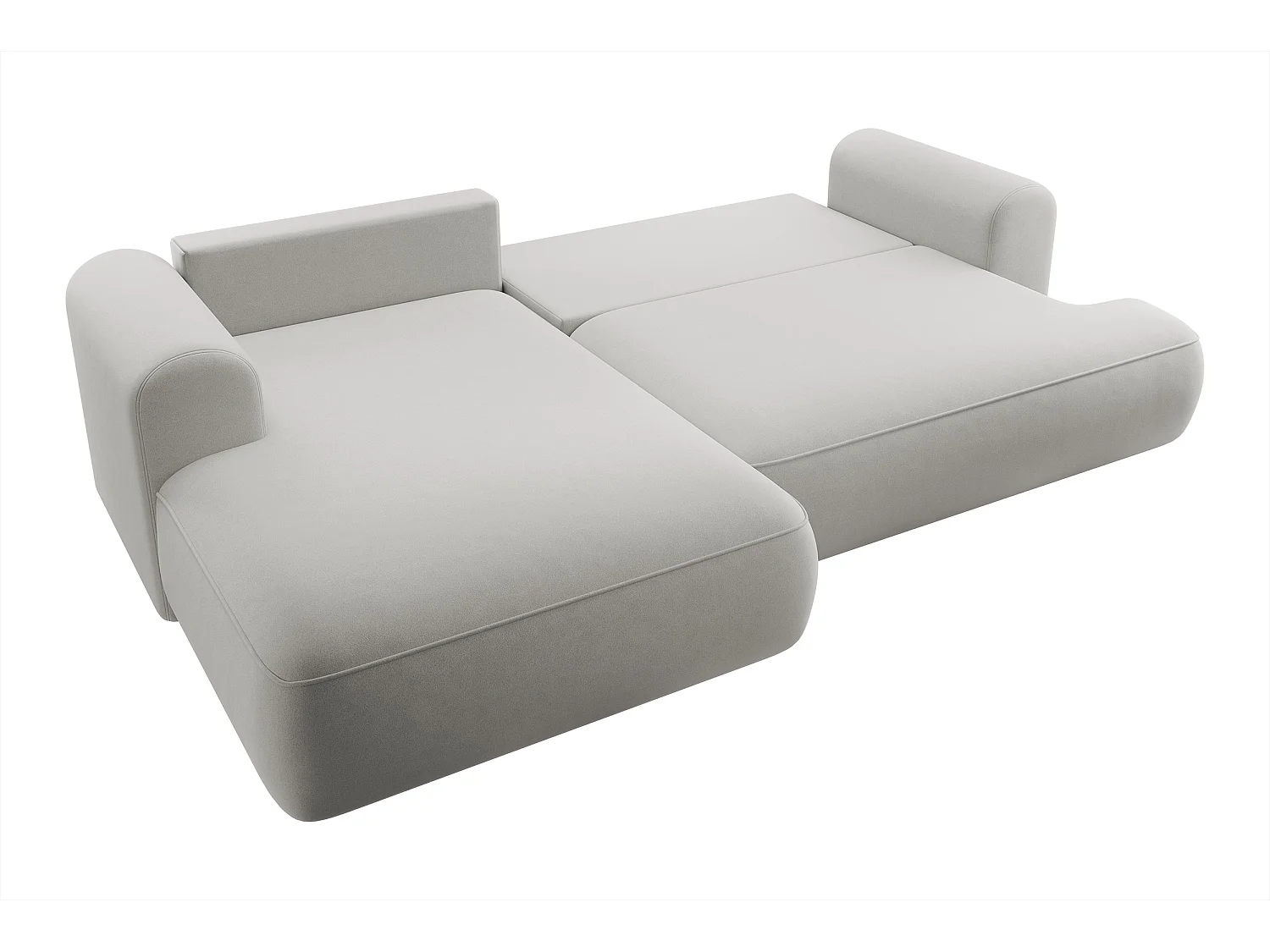 Canapé d'angle - 260 cm - avec fonction de couchage en forme de L - avec coffre - gris velours - côté gauche - OVO