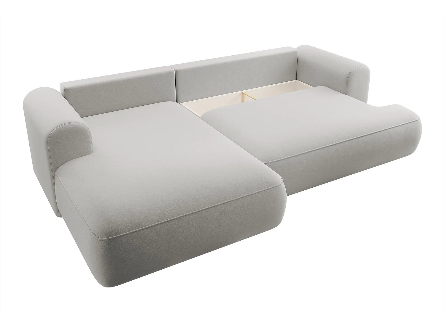 Canapé d'angle - 260 cm - avec fonction de couchage en forme de L - avec coffre - gris velours - côté gauche - OVO