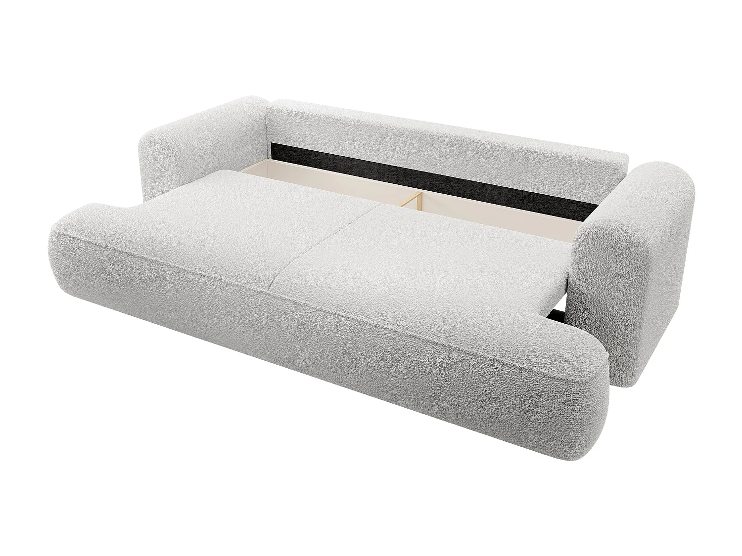 3-Sitzer-Sofa mit Schlaffunktion - Boucle-Bezug in Grau - OVO